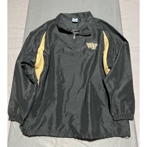 NCAA Wake Forest Demon Deacons Quarter Zip Windbreaker Jacket Black Gold 2XL